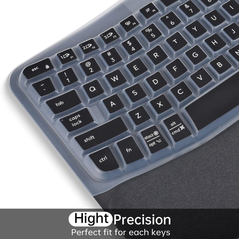 imComor Keyboard Cover for Logitech Wave Keys MK670 Combo Keyboard Skin, Logitech Wave Keys Wireless Ergonomic Keyboard Cover Protector Skin Accessories, Black - Image 2